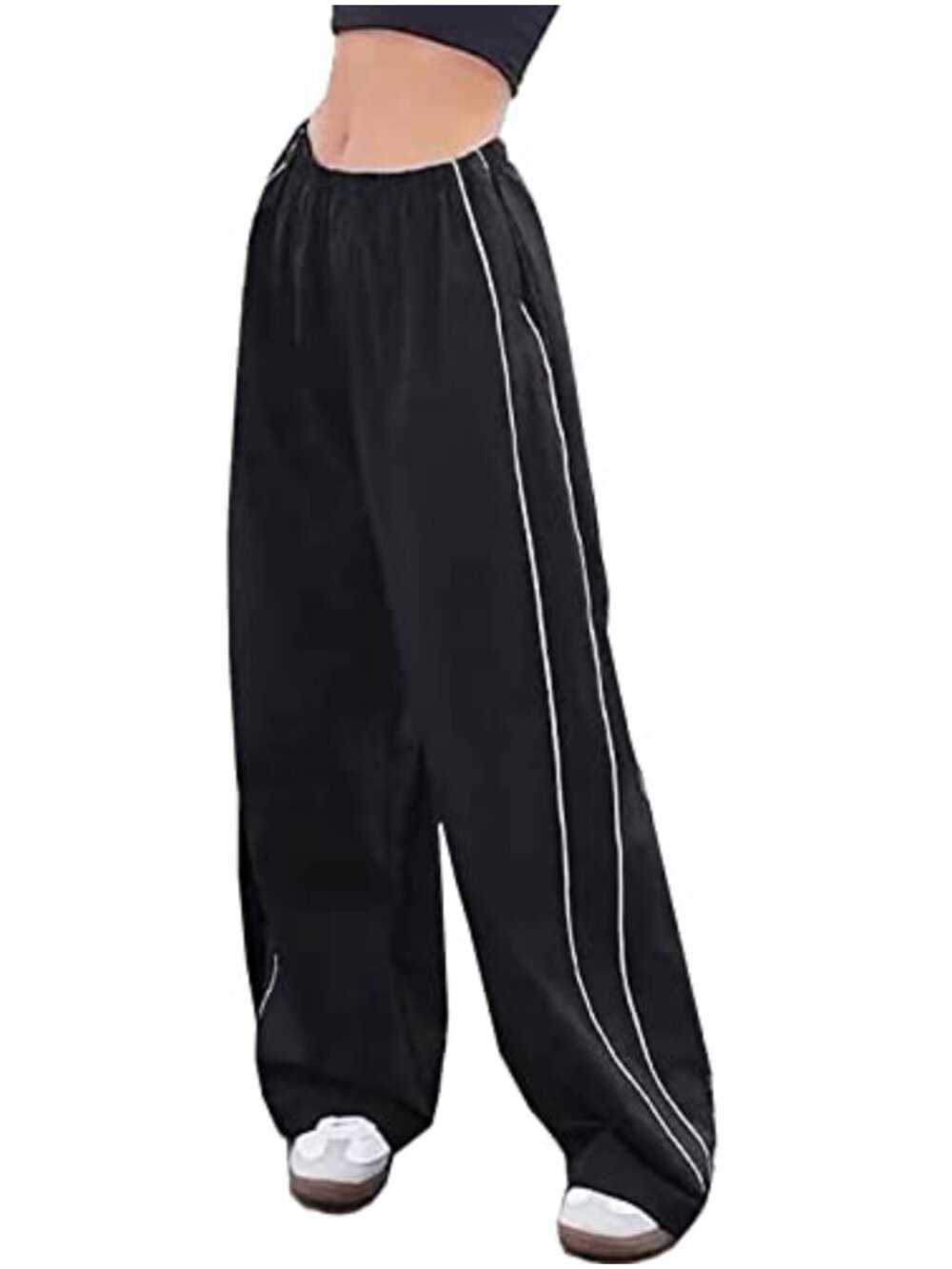 Y2K Parachute Pants Women Wide Leg Track Pants with Pockets